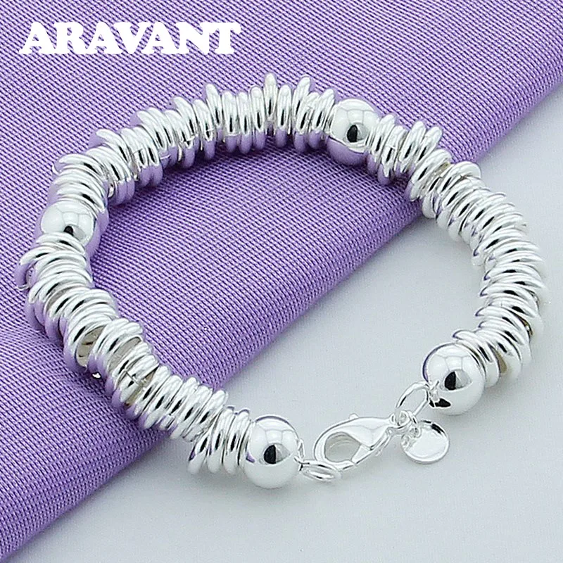 Aravant 925 Silver Multi Circle Bead Bracelet Chains For Women Charm Jewelry