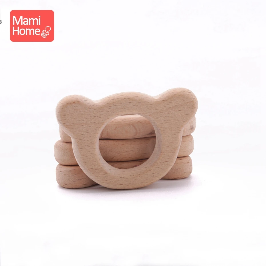 

mamihome 10pc DIY Dummy Clip Food Grade Wood Necklace Bracelet Pendant Wooden Beech Wood Bear Shaped Teether Wooden Teethers