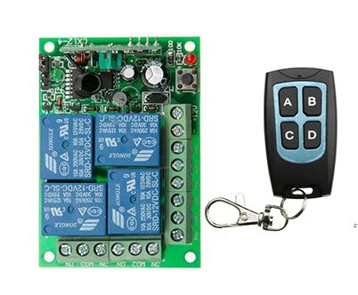 DC12V 24V 4 CH 4CH RF Wireless Remote Control Switch System Receiver+Waterproof Transmitter,315/433.92 MHz Garage Door /lamp