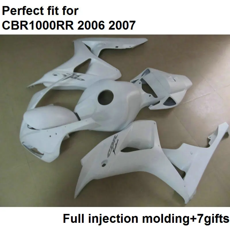 100% fit for Honda injection molding CBR1000RR 2006 2007 classic white fairings kit CBR 1000RR 06 07 NV06