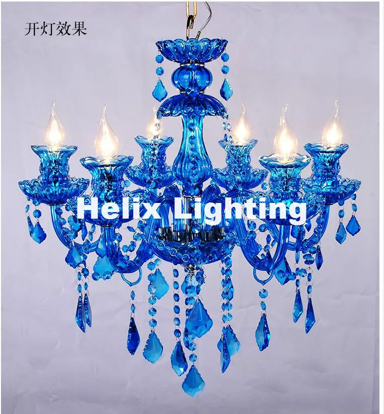 Modern Decora D60cm H55cm Candle BlueCrystal Chandelier Lamp Crystal European Lighting AC Guaranteed 100% Crystal Pendant Lamp