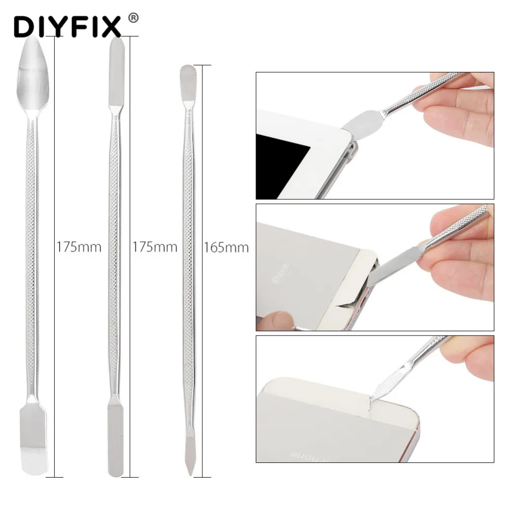 DIYFIX 11Pcs Mobile Phone Repair Tools Kit Metal Spudger Set Magnetic Pick Up Tool for iPhone Tablet Computer Pry Opening Tools