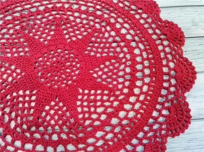 40CM Round Cotton Placemat Crochet Flowers Lace Doily Dining Table Mat Tableware Pad Christmas Drink Tea Coasters Set Kitchen