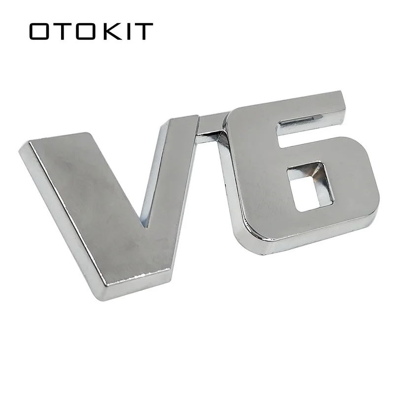 Car Chrome Metal V6 3D Emblem Badge Decal Trunk Auto Motor Sticker Car Styling Sticker for Ford Fiesta Kuga Ranger Galaxy Fusion