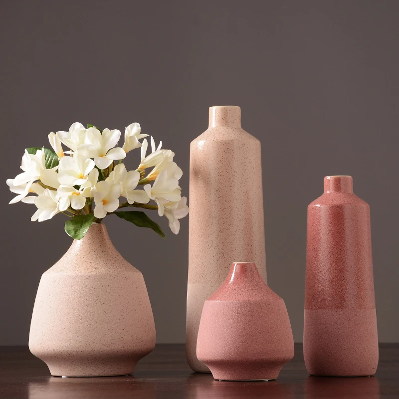 

Modern Pink ceramic vase Dried flower vase furnishings vases for centerpieces for weddings Crafts home decoration accessories