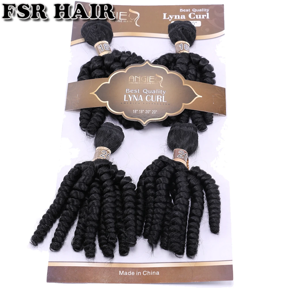 FSR Funmi Curly Hair Bundles, Afro Curly, ondulado Hair Style, Black Ombre Hair Extension, Synthetic Weave, 18 ", 18", 20 ", 20"