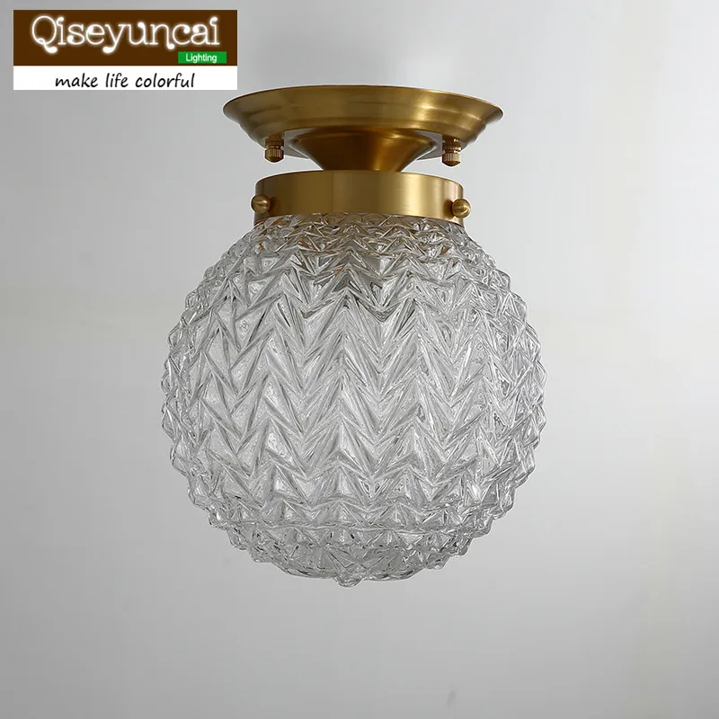 

Qiseyuncai 2018 new American copper crystal ceiling lamp simple home creative aisle porch lighting corridor balcony lighting