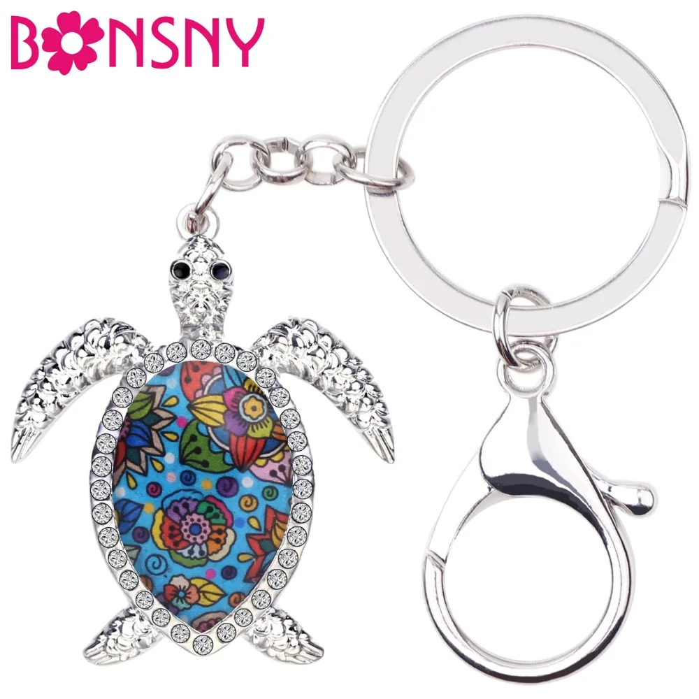 

Bonsny Enamel Alloy Sea Turtle Tortoise Key Chains Keychain Ring Ocean Animal Jewelry For Women Girls Teens Bag Car Purse Charms