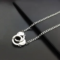 316L Handcuffs Pendant BFF Friendship Necklace Can Be Opened Handcuff Stainless Steel Necklace Choker Collar Jewelry Accessories