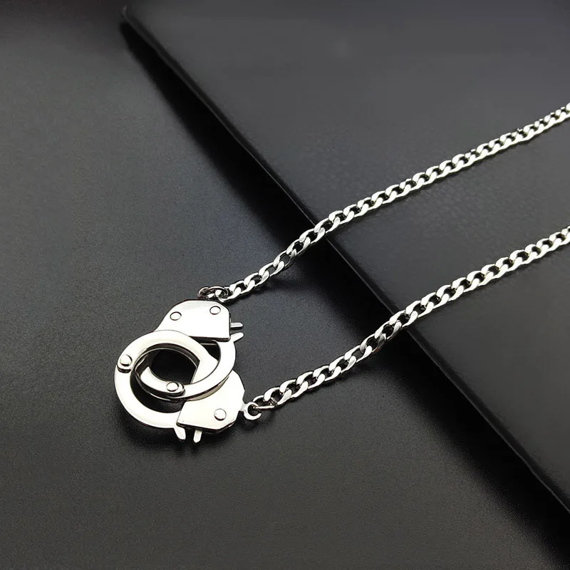 316L Handcuffs Pendant BFF Friendship Necklace Can Be Opened Handcuff Stainless Steel Necklace Choker Collar Jewelry Accessories