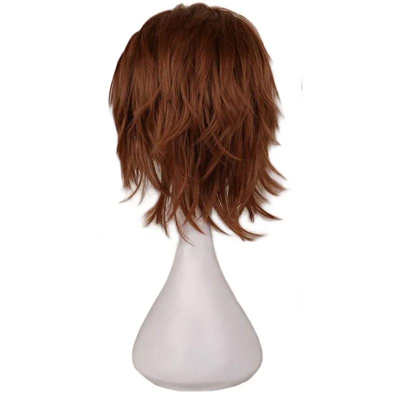 QQXCAIW peluca corta de Cosplay para hombres, cabello sintético, marrón claro, 30 Cm