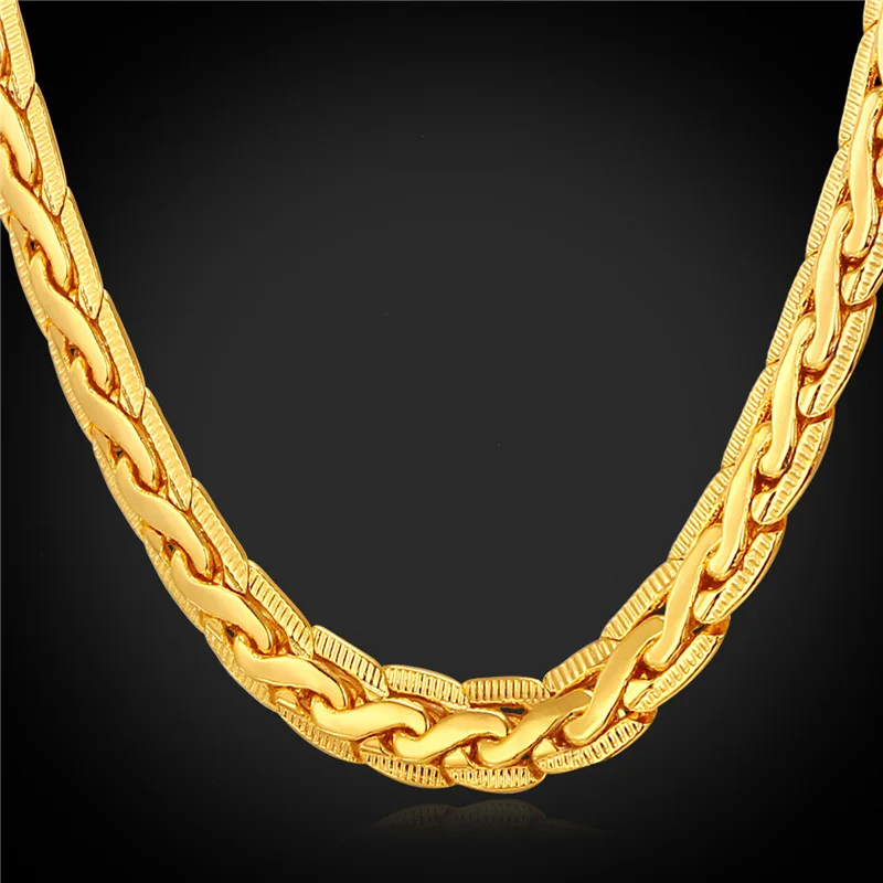 

Kpop Men's High Quality Gold Color Chunky Necklace Chains Snake Necklace 6MM 55CM 22'' Jewelry Wholesale n228