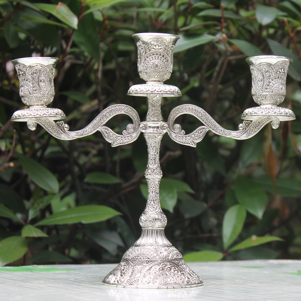 IMUWE Metal Candle Holders 3 Arms Design Candlestick Tabletop Candle Stand Wedding Decoration Candelabra Home  Candelabrum