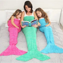 CAMMITEVER 19 Colors Mermaid Tail Blanket Crochet For Adult Super Soft All Seasons Sleeping Knitted Blankets