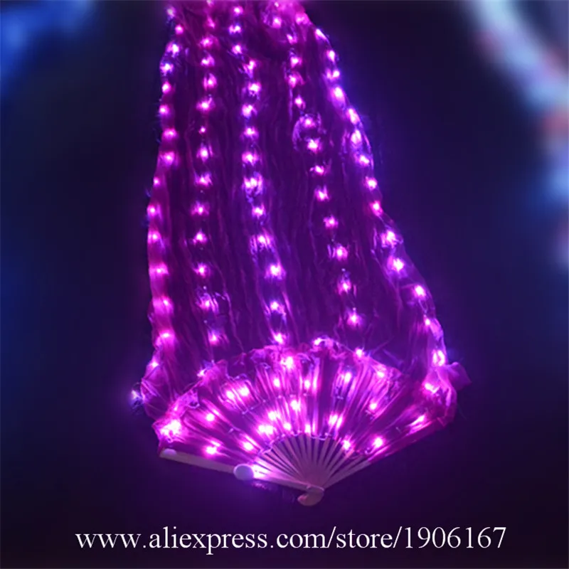 

LED Luminous Woman Belly Dance Fans Colorful Led Light Up Fan Led Illuminated Party Bar Halloween Stage Performance Props