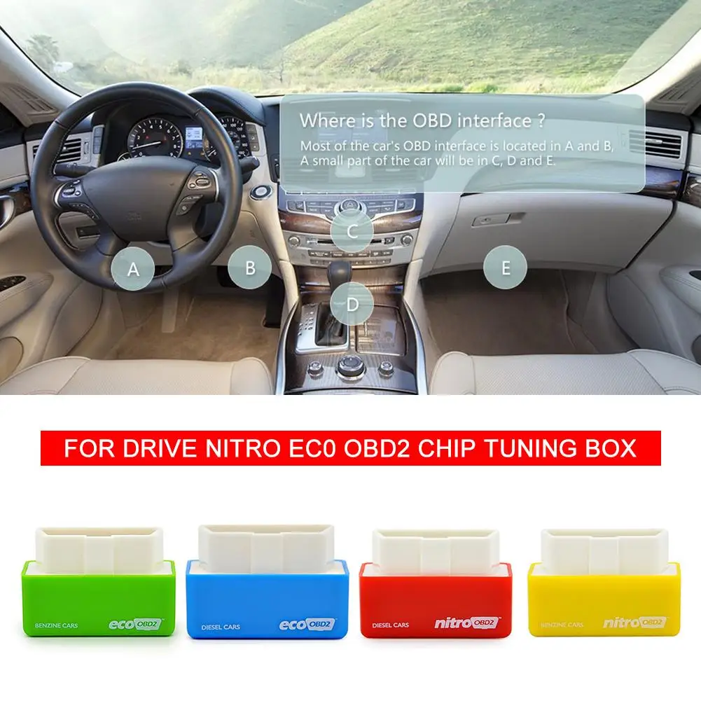 Professional Drive Nitro ECO OBD2 /gasoline Boosts Power Tuning Box Plug Driver For Cars 15% Fuel Save More Power