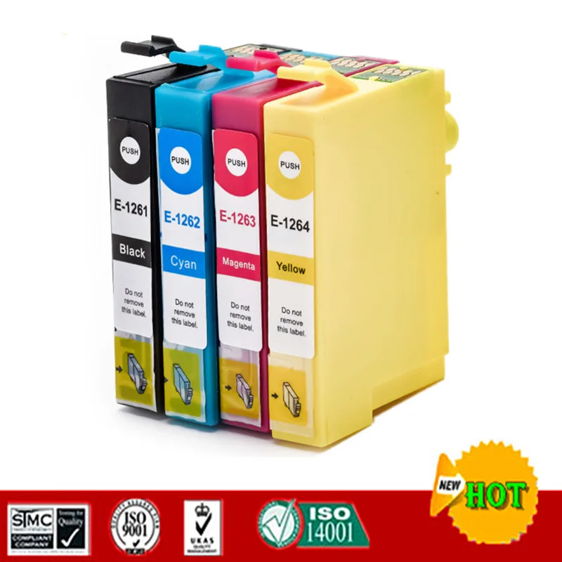 Compatible ink cartridges for T1261 T1262 T1263 T1264 suit for Epson WF-3520 WF-3530 WF-3540 WF-7010 WF-7510 WF-7520 NX330 etc.