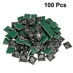Uxcell 100pcs Black Green Self Adhesive Cable Tie Mounts Wire Base Holders 12.5mm x 12.5mm Adjustable