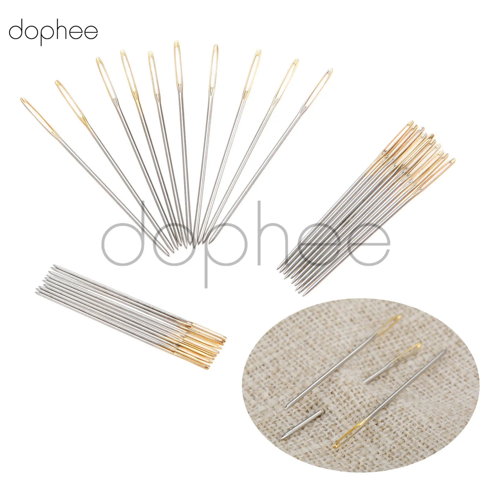 dophee 20pcs #26 #24 #22 golden tail Needles for aida 9ct 11ct 14ct fabric cross stitch blunt embroider DIY needlework