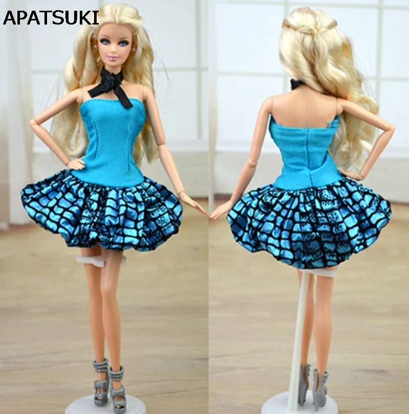 Accesorios para muñecas Barbie, ropa azul para casa de muñecas, vestido de fiesta, Vestido corto de verano para muñeca Barbie