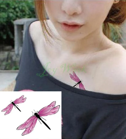 

Waterproof Temporary Tattoo Sticker pink dragonfly tattoo animal tatto stickers flash tatoo fake tattoos for girl women kids