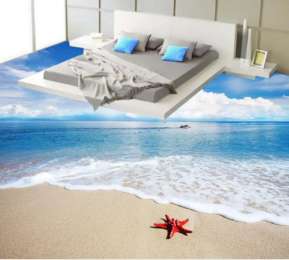 

3d floor wallpapers Bathroom 3d floor murals Photo floor wallpaper 3d stereoscopic self-adhesive 3D floor beach