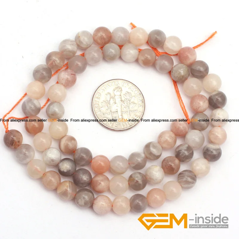 Natural Multicolor Sunstone Round Beads For Jewelry Making Strand 15\