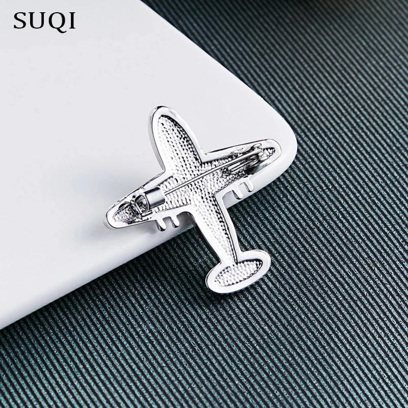 SUQI Vintage personality fashion aircraft Brooches Rhinestone Enamel Brooch for Women's Brooches Pin Jewelry coat accessories