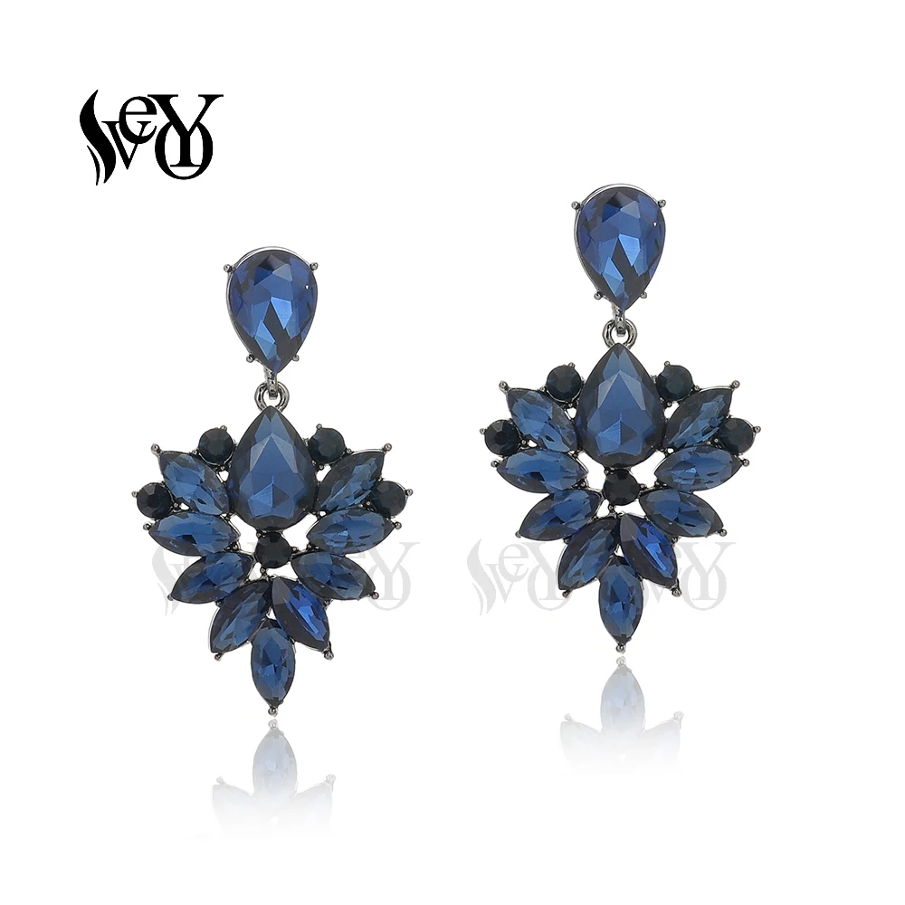 VEYO 4 Color Geometry Crystal Drop Earrings for Women Trendy Earings Fashion Jewelry New Pendientes