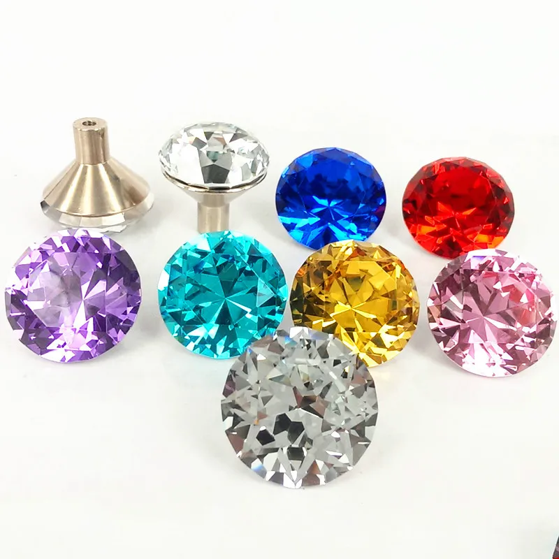 

Modern Continental Simple Crystal Diamond Handle Small Hole Handle Hardware Cabinet Drawer Wardrobe Door
