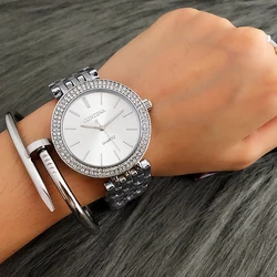 Reloj de plata de lujo de moda CONTENA relojes de mujer de estrás relojes de mujer reloj de acero inoxidable reloj de mujer