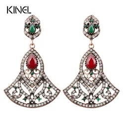 Luxury Big Earrings For Women In Drop Earrings Turkish Style Ancient Gold Color Party  Accessories Crystal Vintage Jewelry