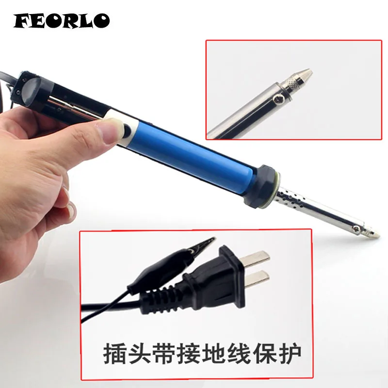 FEORLO Desoldering Pumps oldering Tools Tin Pump New 220V 30W Electric Vacuum Tin Sucker Iron