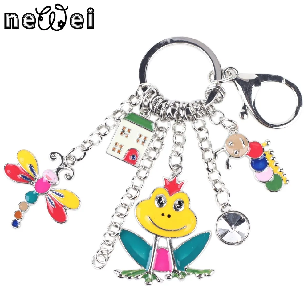 

Bonsny 2016 Enamel Alloy Frog Butterfly Caterpillar Animal Key Chain For Women Girl Bag Keychain Charm Jewelry Aceessories