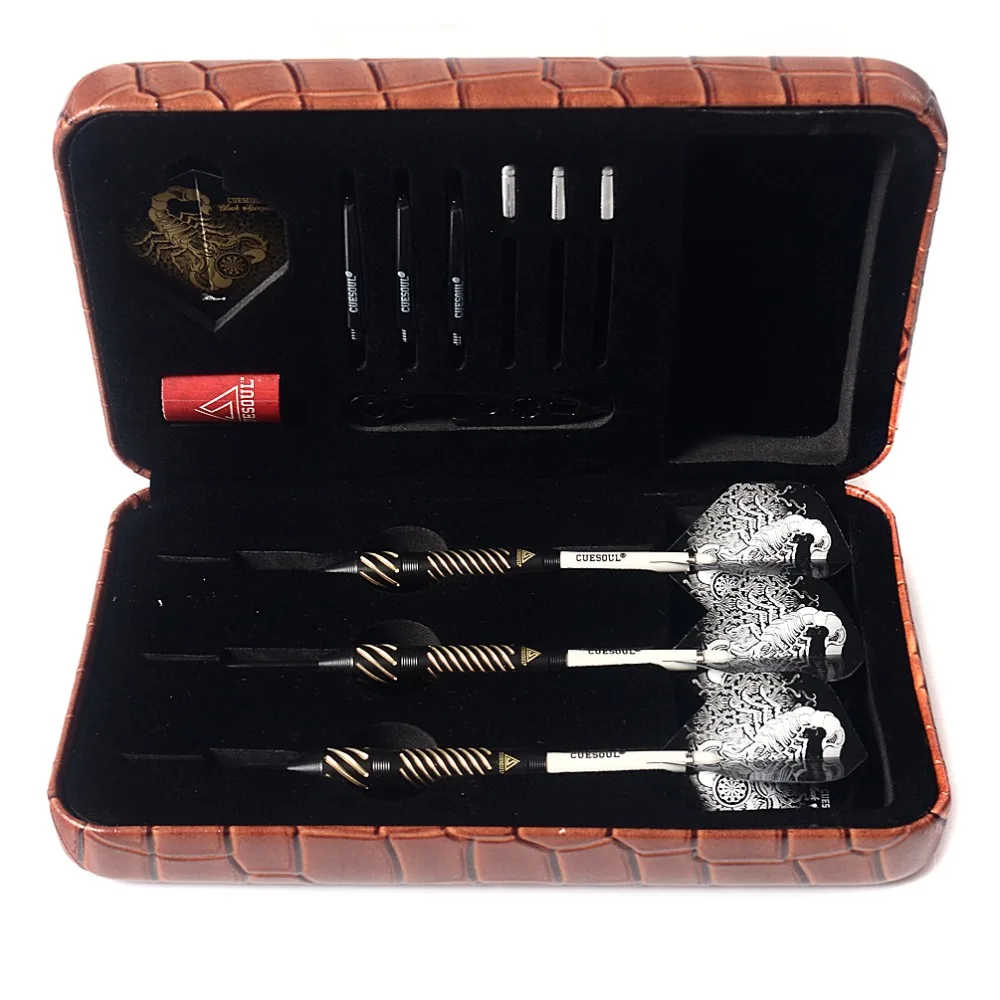 CUESOUL Black Scorpion Deluxe Steel Tip Darts Set with 20g Dart Barrels