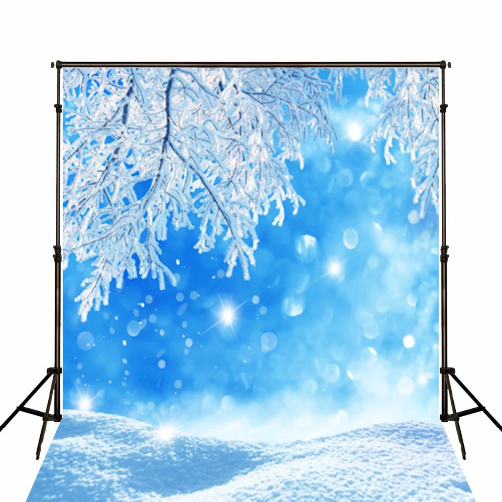 

VinylBDS Winter Photography Backgrounds Light Blue Frozen Branches Photo Backdrops Winter Backdrops For Children Photo Studio