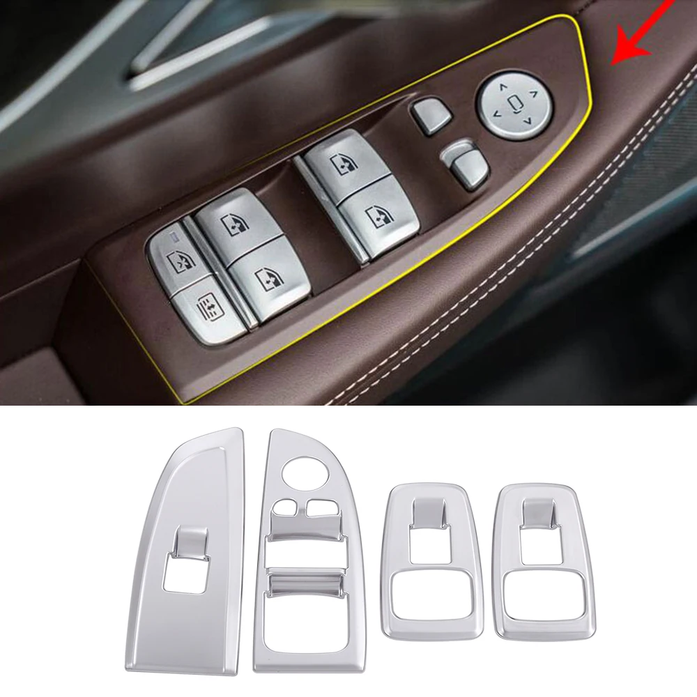 4pcs ABS Door Window Lift Switch Button Frame Cover Trim For BMW 7 Series G11 G12 730li 740li 2016-2018 Car Accessories