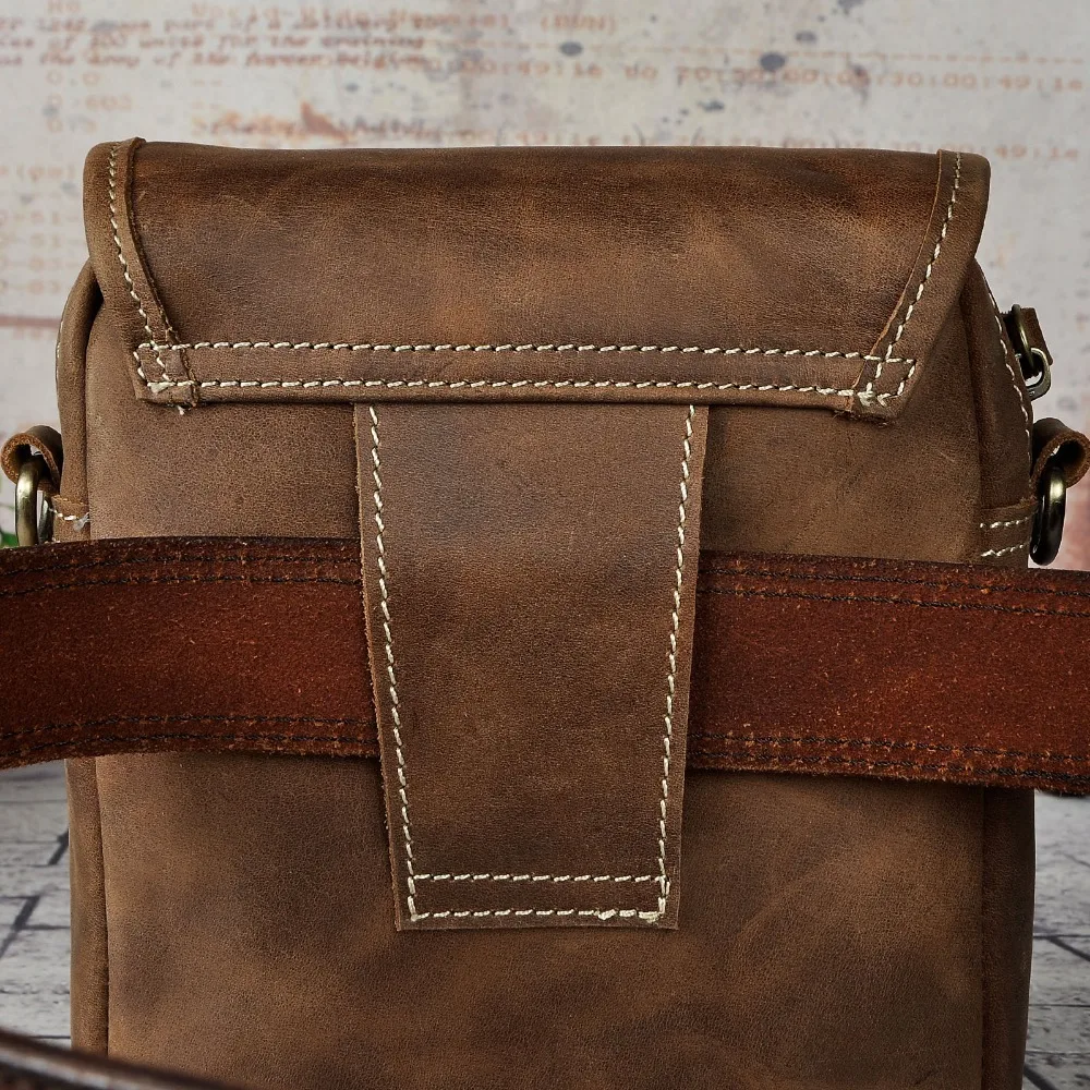Quality Leather Men Design Casual Multifunction Small Messenger Crossbody Bag Fashion Waist Belt Bag Phone Pouch Male 1168d