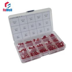 300pcs O Ring Seal Kit 15 Different Sizes Red Silicon O-ring Sealing Gasket Assortment Set with Plastic Case
