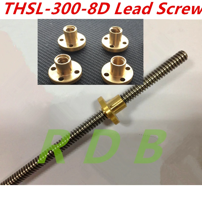 T8 Lead Screw OD 8mm Lead 2mm 8mm 100mm 150mm 200mm 250mm 300mm 350mm 400mm 500mm with Brass Nut for Reprap 3D Printer