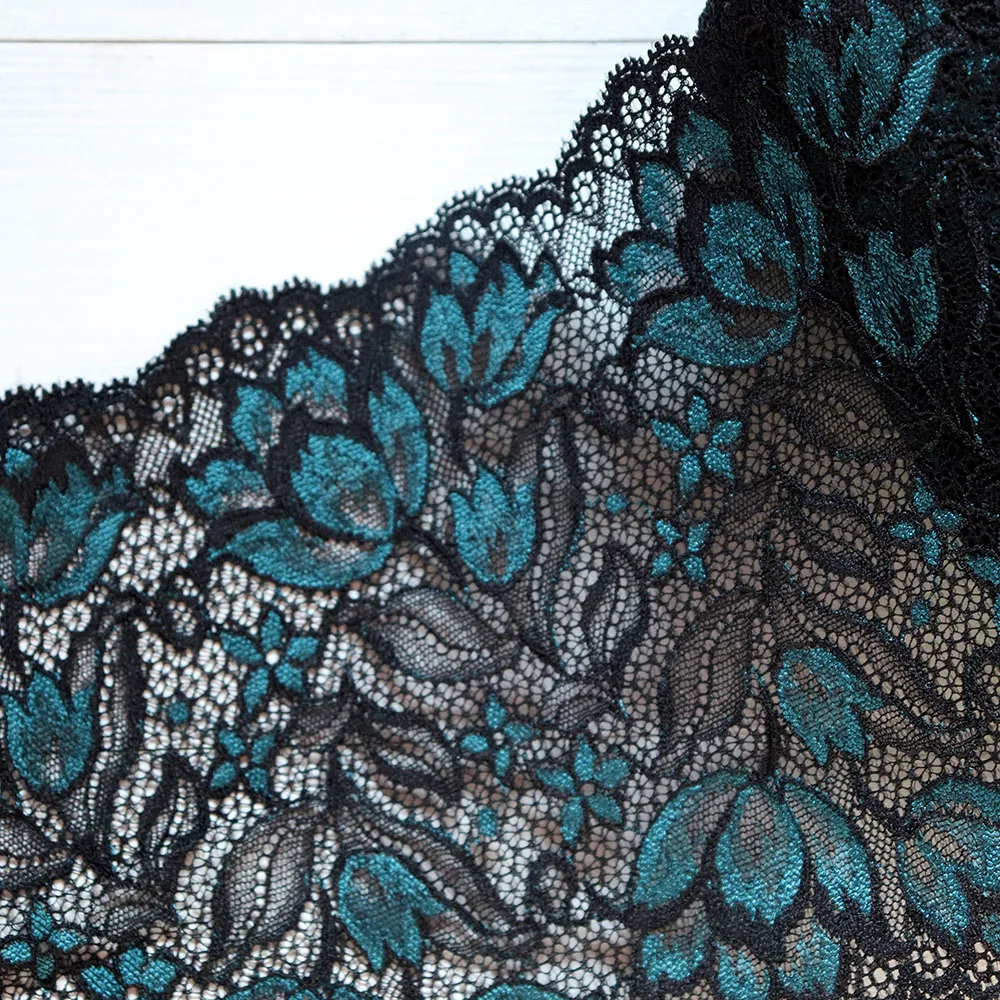 16cm Wide Apparel Lace Accessories Black Blue Elastic Stretch Lace Applique Trim Ribbon Sewing Fabrics Underwear Garment Clothes