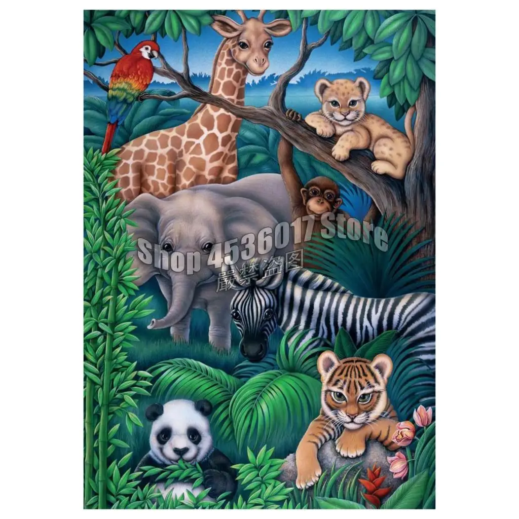 Diamond Painting Cross Stitch Cartoon Animal Kingdom Diamond Embroidery Elephant lion panda DIY Full Diamond Mosaic Needlework