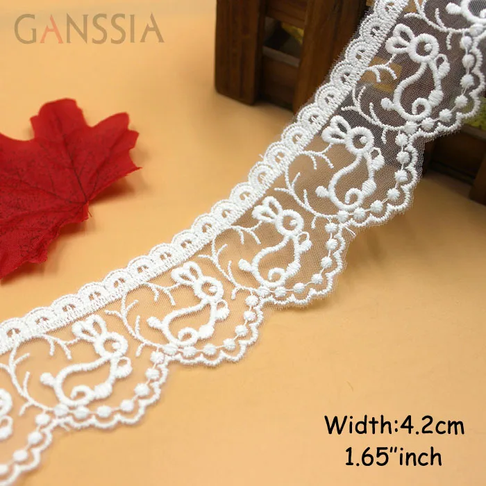 1yard Width:4.2cm Kawaii Bunny Design Lace Ivory Color Laces Trims Garment Accessories(ss-573)