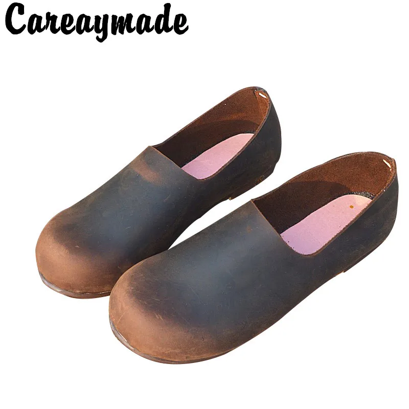 Careaymade-New Hot selling Thick cow Leather Pure Handmade lazy shoes ,"Sen female" The retro art shoes , two way to wear