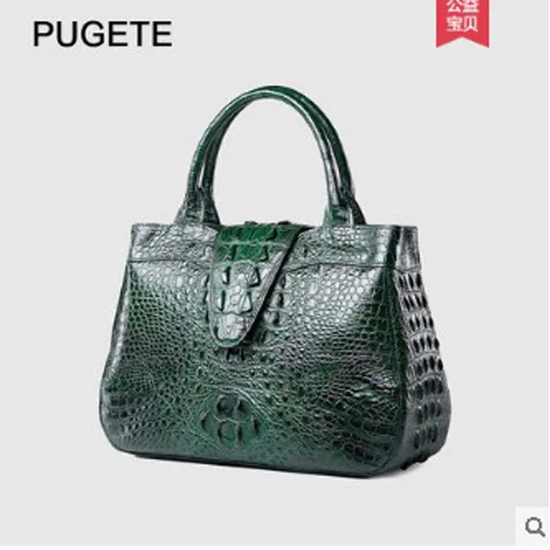 pugete New crocodile skin  Women's bags are fashionable in Europe and America  Leather handbag big bag  Large capacity lady's