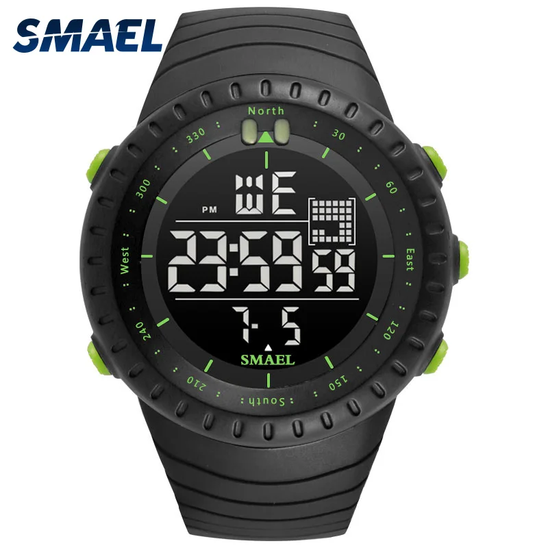 SMAEL Brand New Electronics Watch Analog Quartz Wristwatch Horloge 50 Meters Waterproof kol saati 1237 Digital Alarm Men Watches