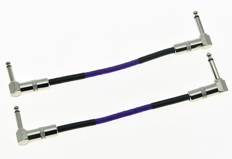 KAISH 2pcs Purple Right Angle 20cm Mono Guitar Effect Pedal Cable Effects Patch Cord