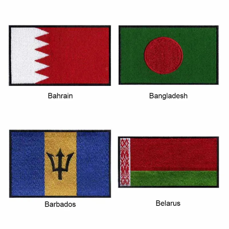 7.62cm wide Bangladesh,Barbados,Belarus,Belize flag patch  brand /embroidered  patch/applique badge/iron parch