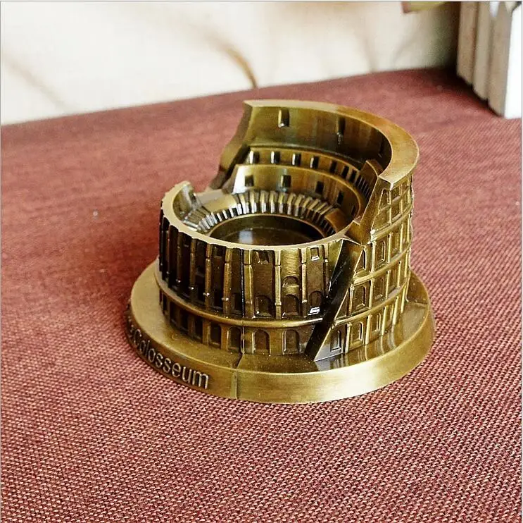 

World Famous Landmark Building Italy Rome Colosseum Metal Bronze Model Crafts For Home Shop Decoration Tourist Souvenirs Gift