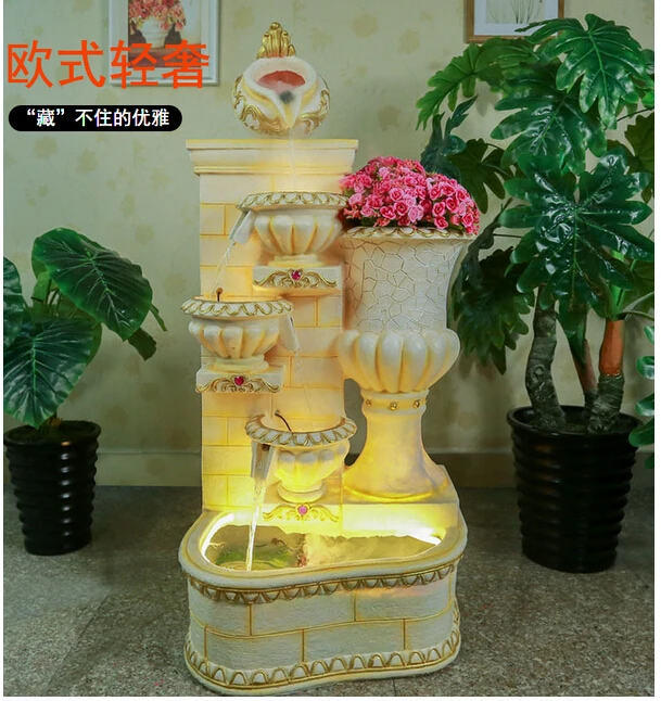 

Sitting room of Europe type restoring ancient ways is fountain waterfall water. Water scene home decoration.